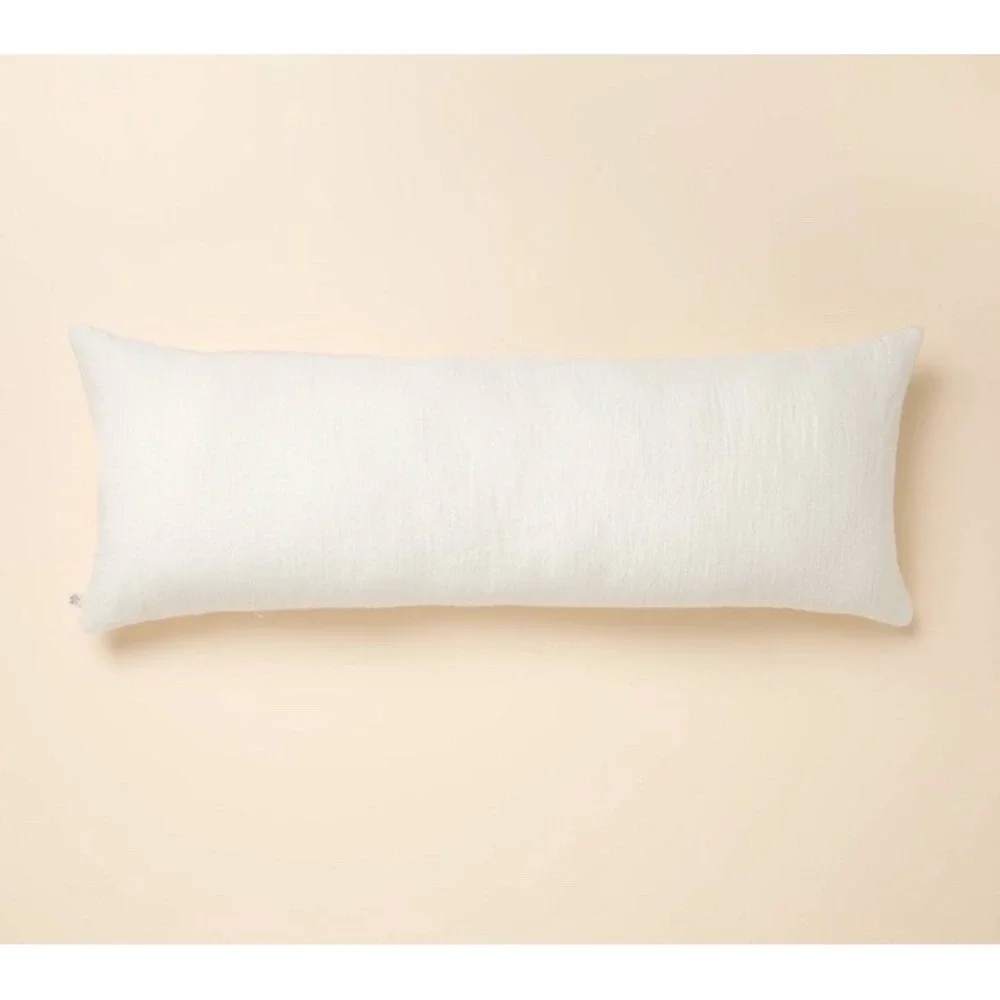 Gauze Stitch Pin Dot Lumbar Pillow Sour Cream - Hearth & Hand